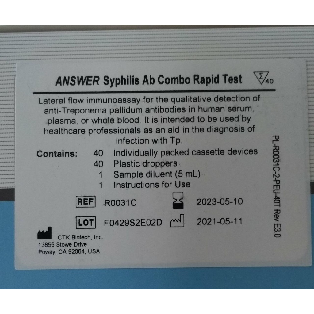 Jual ANSWER SIPILIS STRIP 50 / DEVICE 25T Syphilis Rapid Test ED.2028/ ...