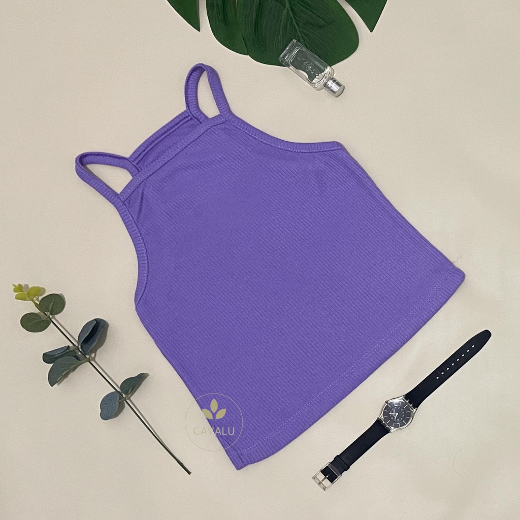 Jual CAVALU Basic Tanktop Tali Knit Tank Top Rajut Crop Tank Top 097 ...