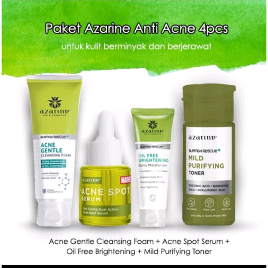 Jual AZARINE Anti Acne Paket Wajah Berjerawat & Berminyak 4 In 1 - 4pcs ...