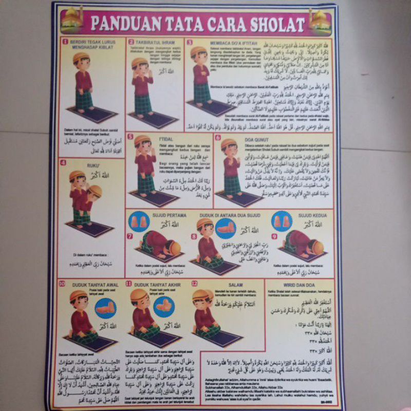 Jual Poster Edukasi Anak Mengenal Bacaan Dan Cara Mmengerjakan Sholat 