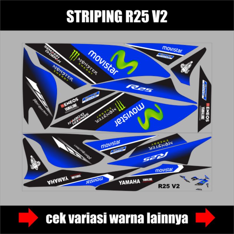 Jual STRIPING YAMAHA YZF R25 V2 EDISI MOVISTAR / DECAL STIKER SEMI FULL ...
