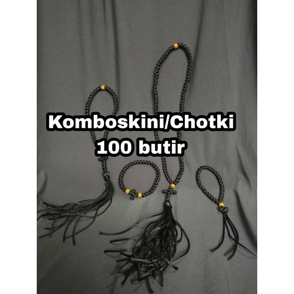 Chapelet Orthodoxe Komboskini - 100 Nœuds Main - Corde Rouge Et Noir