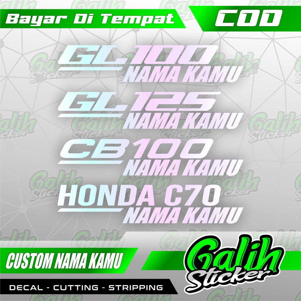 Jual Stiker Custom Nama Motor GL 100-Stiker Motor CB-Stiker Motor C70