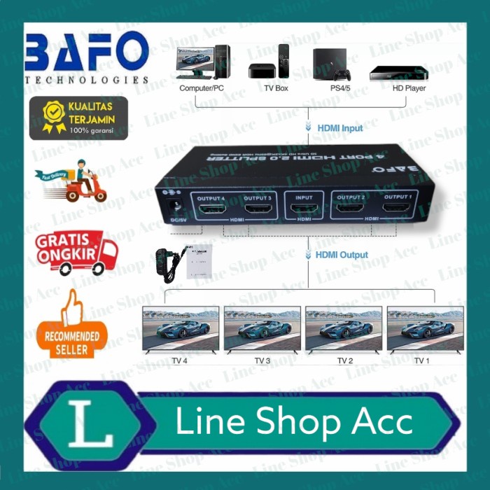 Jual BAFO-HDMI-Splitter-4-Port-Original Harga Terbaik & Termurah Mei ...