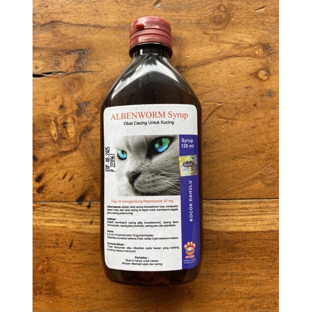 Jual ALBENWORM CAT SYRUP Obat Cacing Kucing Sirup 120ml Shopee