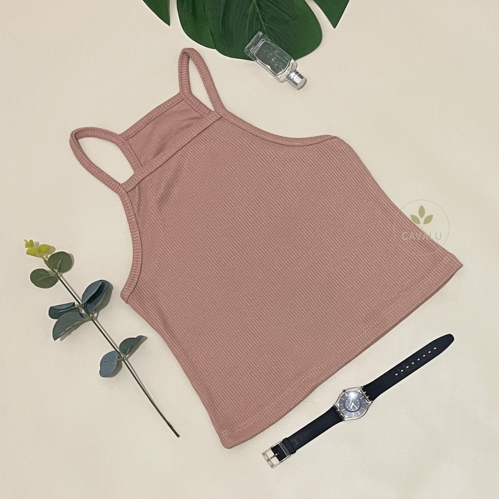 Jual CAVALU Basic Tanktop Tali Knit Tank Top Rajut Crop Tank Top 097 ...