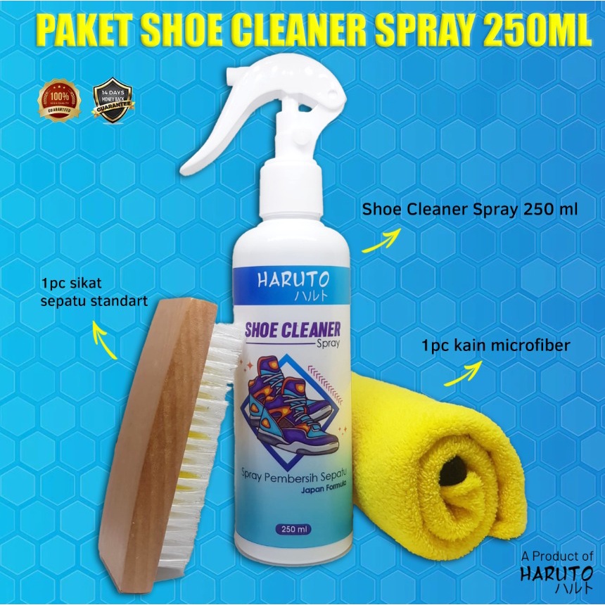 Jual Paket pembersih sepatu Haruto shoe cleaner spray 250ml+sikat ...
