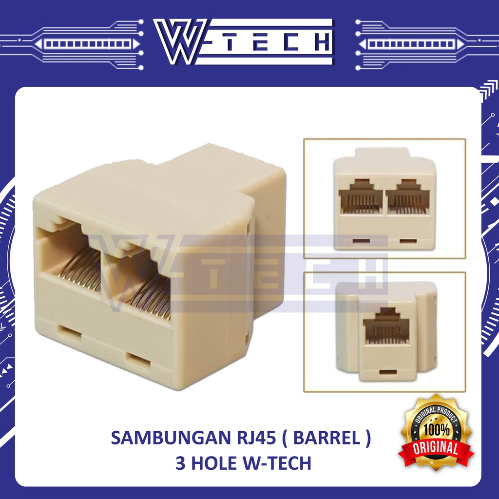 Jual KONEKTOR W TECH SOCKET BAREL RJ45 DOUBLE 1 2 CABANG BARREL UTP DOUBLE Shopee Indonesia