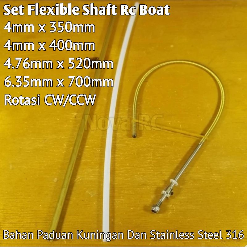 Jual Rc boat shaft set Flexible 4mm 4.76mm 6.35mm panjang 350 400 520 700mm Rotasi CW CCW bahan paduan kuningan dan stainless steel 316 siap pakai Shopee Indonesia