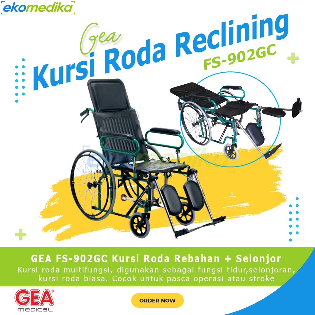 Jual Gea Fs902 Gc Kursi Roda Reclining Rebahan Selonjor Fs 902 Gc Gea