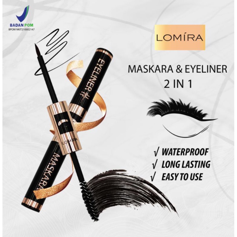 Jual MASKARA DAN EYELINER 2IN1 LOMIRA Shopee Indonesia