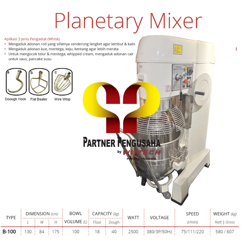 Jual GETRA B-100 B100 Planetary Mixer Mesin Pengaduk Adonan Roti Kue ...