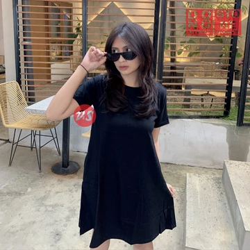 Kaos Polos Dress Pocket Wanita Casual Fashion Korean Baju Atasan Midi Dres Saku Didua Sisi
