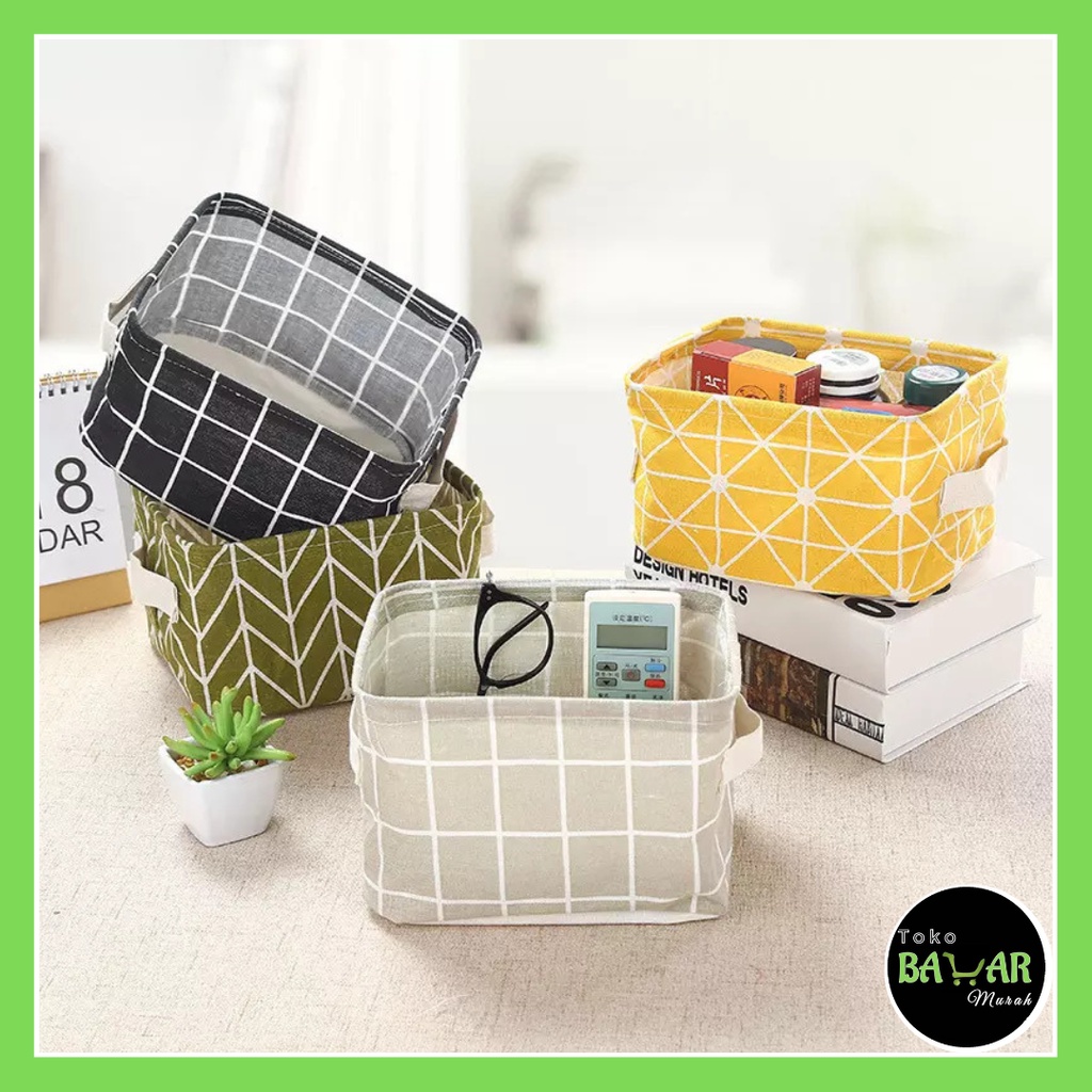 Jual Keranjang Lipat Bahan Kain / Storage Box Kain Motif / Tempat ...