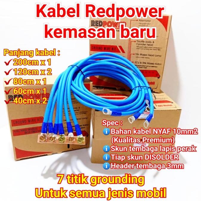Jual Ground Wire Kit Kabel Grounding Mobil Redpower NYAF 10mm Biru 7 ...