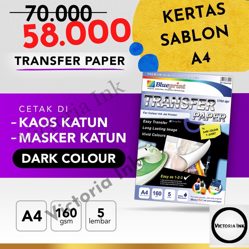 Jual Kertas Transfer Paper Sablon Kaos Hitam BLUEPRINT Transfer Paper Dark Blueprint A4 Shopee