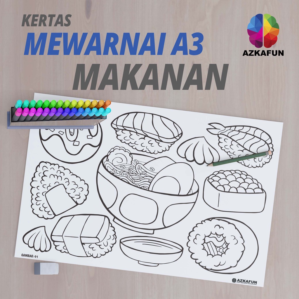 Jual Kertas Mewarnai A3 MAKANAN kertas gambar anak Shopee Indonesia