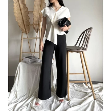 Chloebeautyshop Celana Kulot Panjang Highwaist Wanita