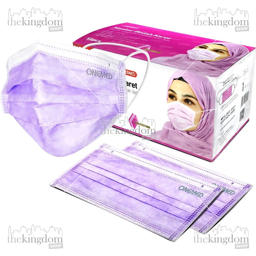 Jual Onemed Mask 3ply Headloop /50 Masker Hijab Bedah Karet Jilbab ...