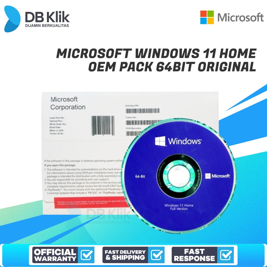 Jual Microsoft Windows 11 Home OEM Pack 64Bit Original - Win 11 Home ...