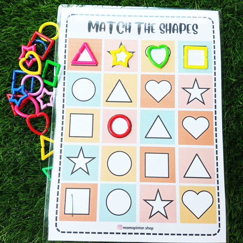 Jual Busy Page Worksheet Match Shapes Mainan Edukasi Montessori Anak 1 ...