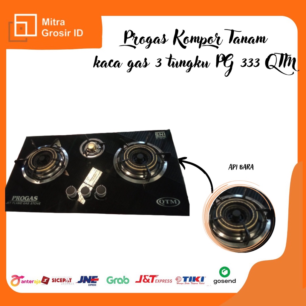 Jual PROGAS Kompor Tanam Kaca Gas 3 Tungku PG333 QTM | Shopee Indonesia