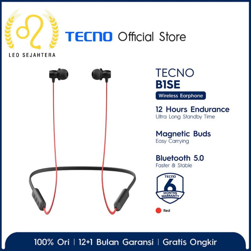 Jual Headset Bluetooth Tecno B1se tahan lama 12 jam pakai Bluetooth 5