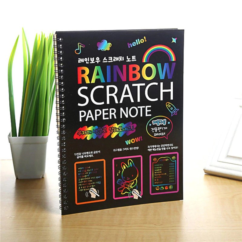 Jual Magic Color Rainbow Scratch Paper Note book 19X26cm Shopee Indonesia
