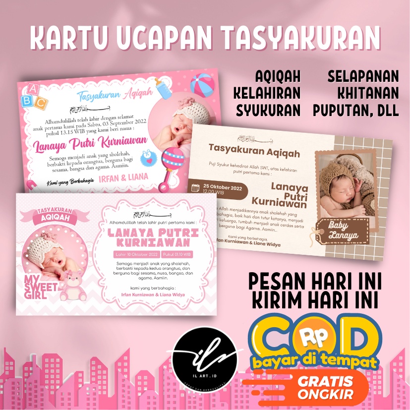 Jual Kartu Ucapan Nasibox Dan Stiker Kelahiran Tasyakuran Aqiqah Khitanan Selapanan Shopee 7818