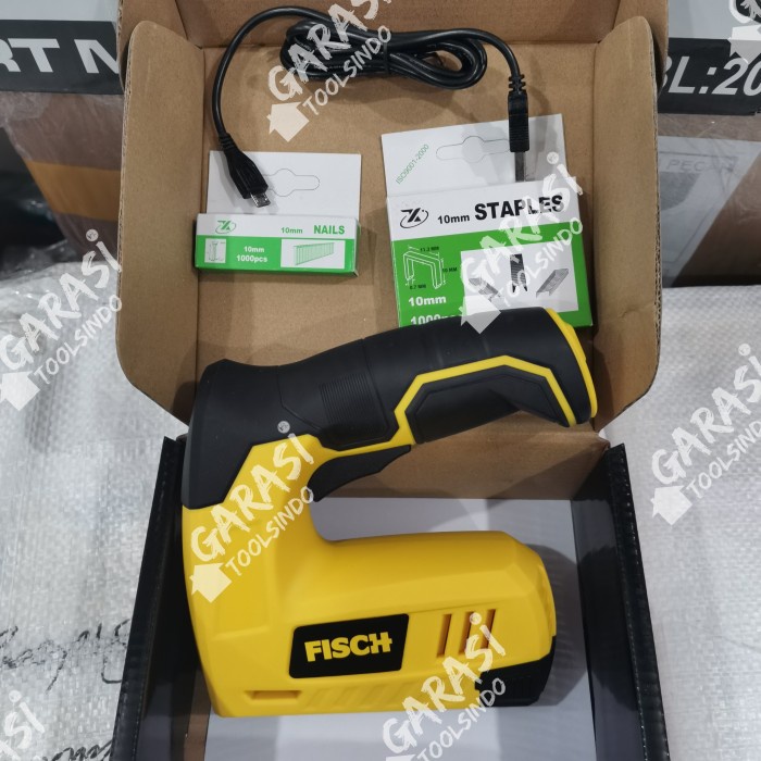 Jual Fisch Cordless Stapler Gun Fsc Staples Baterai Baterei Gun Tacker Shopee Indonesia