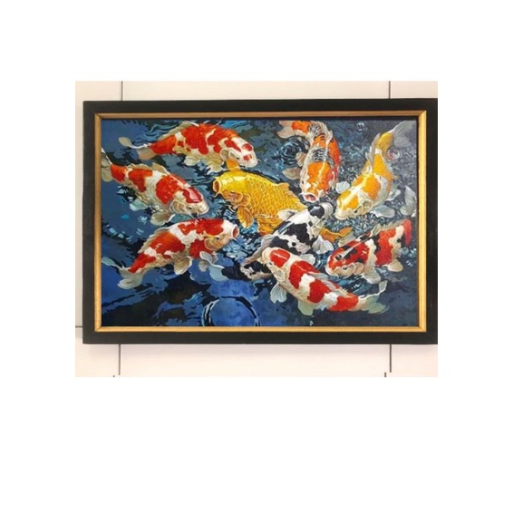 Jual Hiasan Dinding Cetak Gambar Lukisan 9ikan Koi Plus Bingkai Ukuran 45x65cm Shopee Indonesia