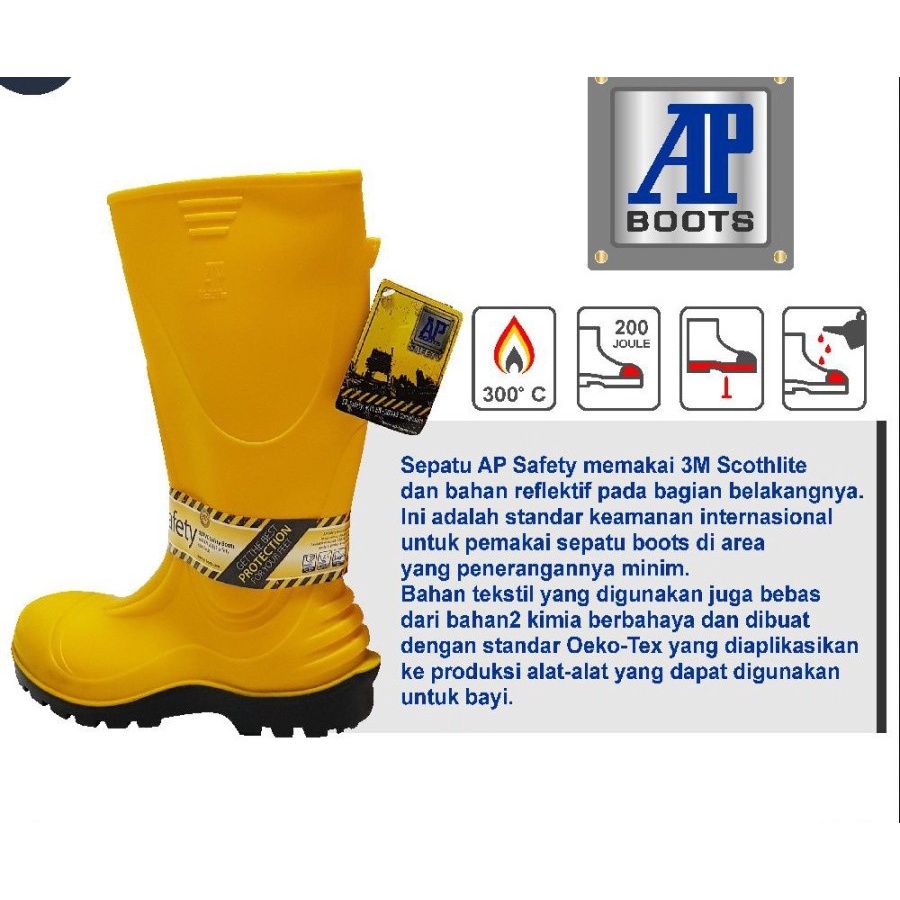 Jual AP Safety s5 Yellow AP BOOTS Sepatu Boot Besi Kerja Terbaik Steel
