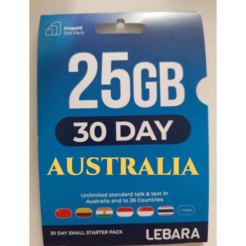 Jual sim card australia 25GB/30 days/ unlimited call and sms Shopee Indonesia