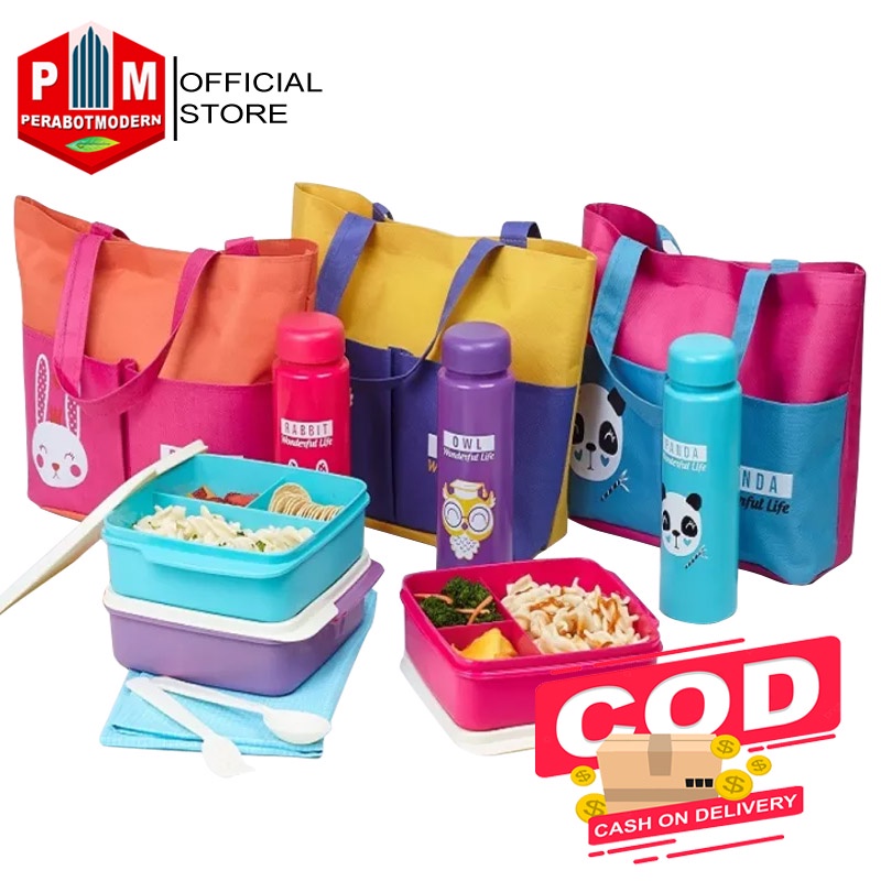 Jual Lunch Box Set Kotak Bekal Makan / Shuga Lunch Bag Set of 4pcs
