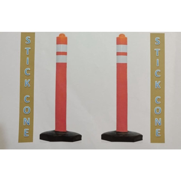 Jual Safety Cone Stick Cone Plastik 120 Cm / Tiang Pembatas Jalan