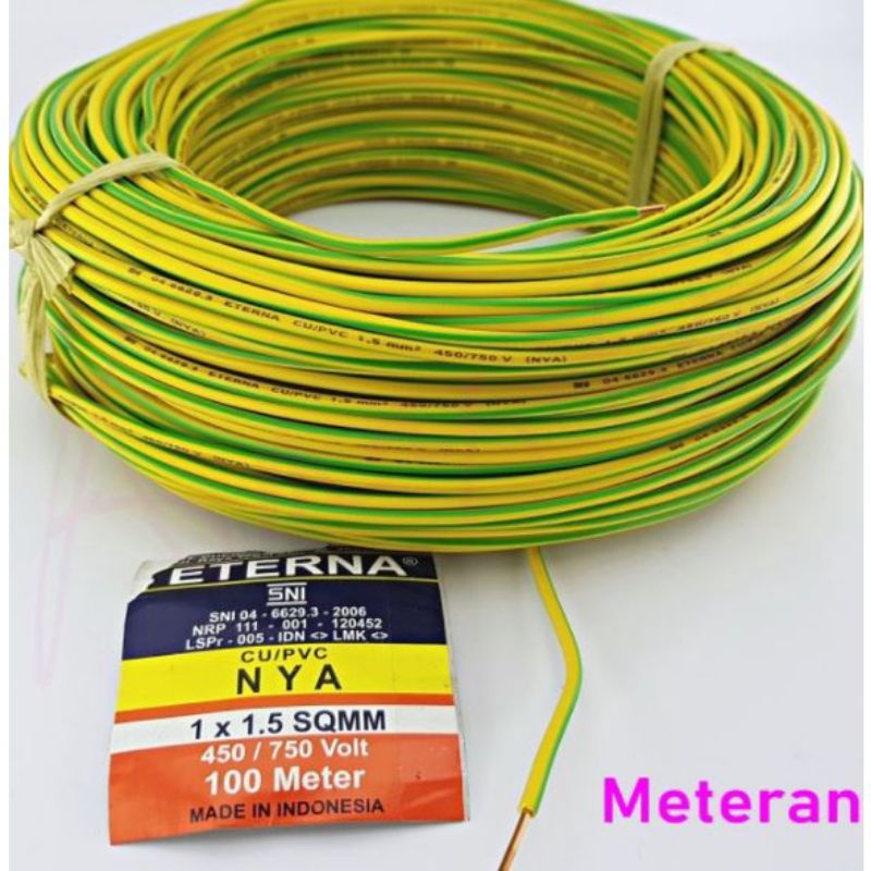 Jual Eterna Kabel Listrik Nya Tunggal 1x1 5mm Meteran Original Shopee