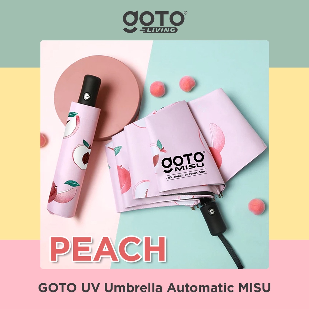 Jual Goto Misu Umbrella Payung Lipat Otomatis Motif Hujan Anti Uv