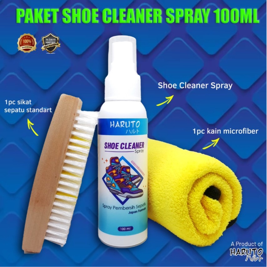 Jual Paket pembersih sepatu shoe cleaner spray 100ml by Haruto+sikat ...