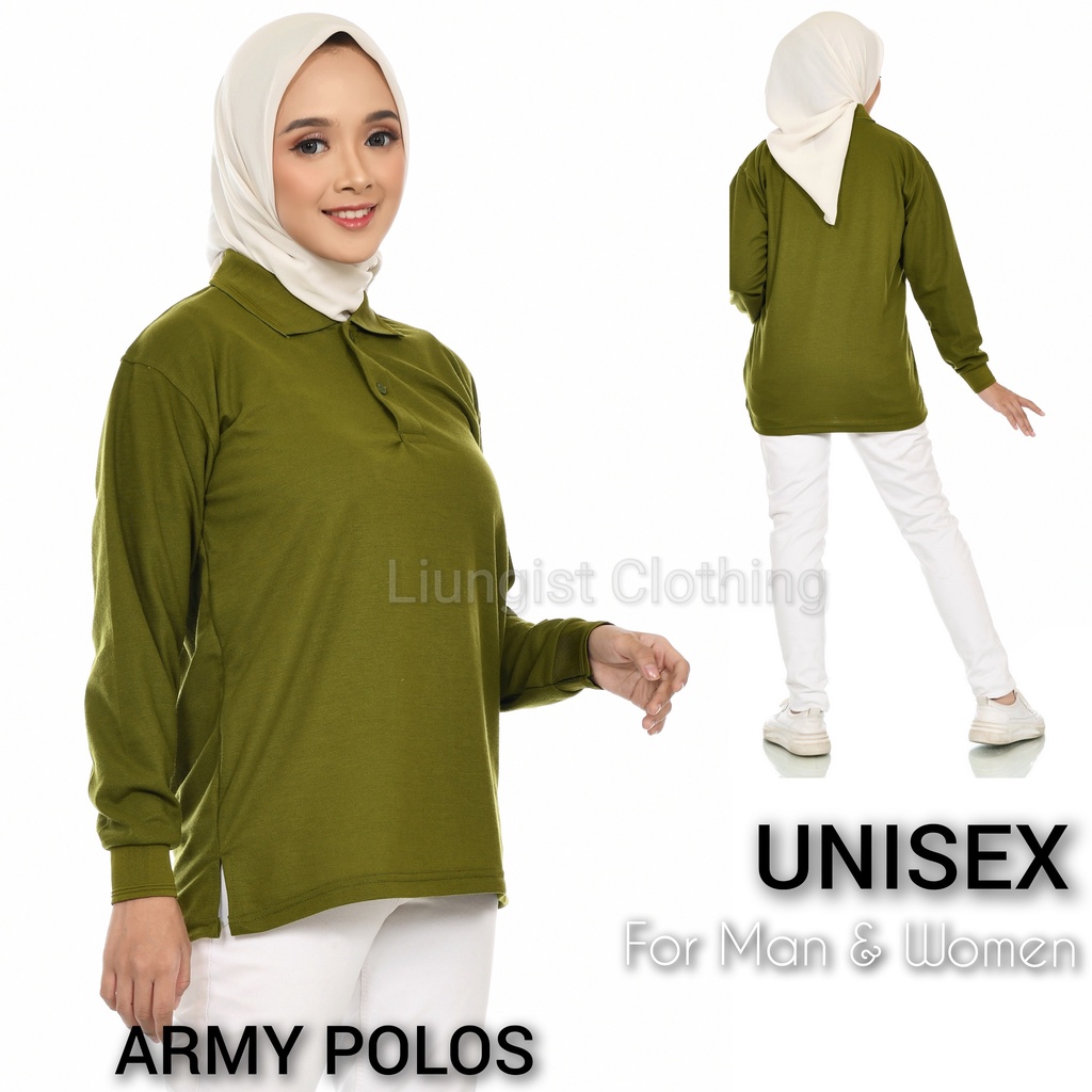 Jual Kaos Polo Panjang Unisex Army Polos Kaos Kerah Poloshirt Polo Shirt Panjang Shopee