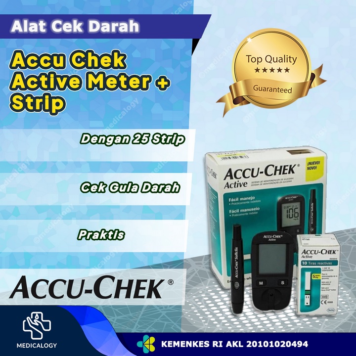 Jual Accu Chek Active Alat Cek Gula Darah 25 Test Strip Shopee