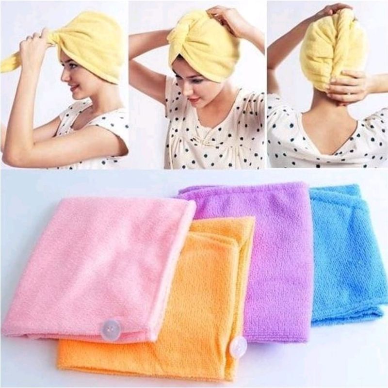 Jual handuk kepala kain lap rambut handuk pengering rambut | Shopee ...