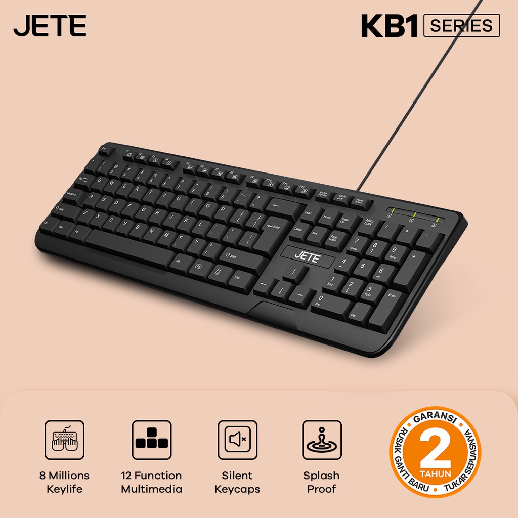 Jual Keyboard USB Laptop Komputer JETE KB1 Silent Key Original Garansi ...