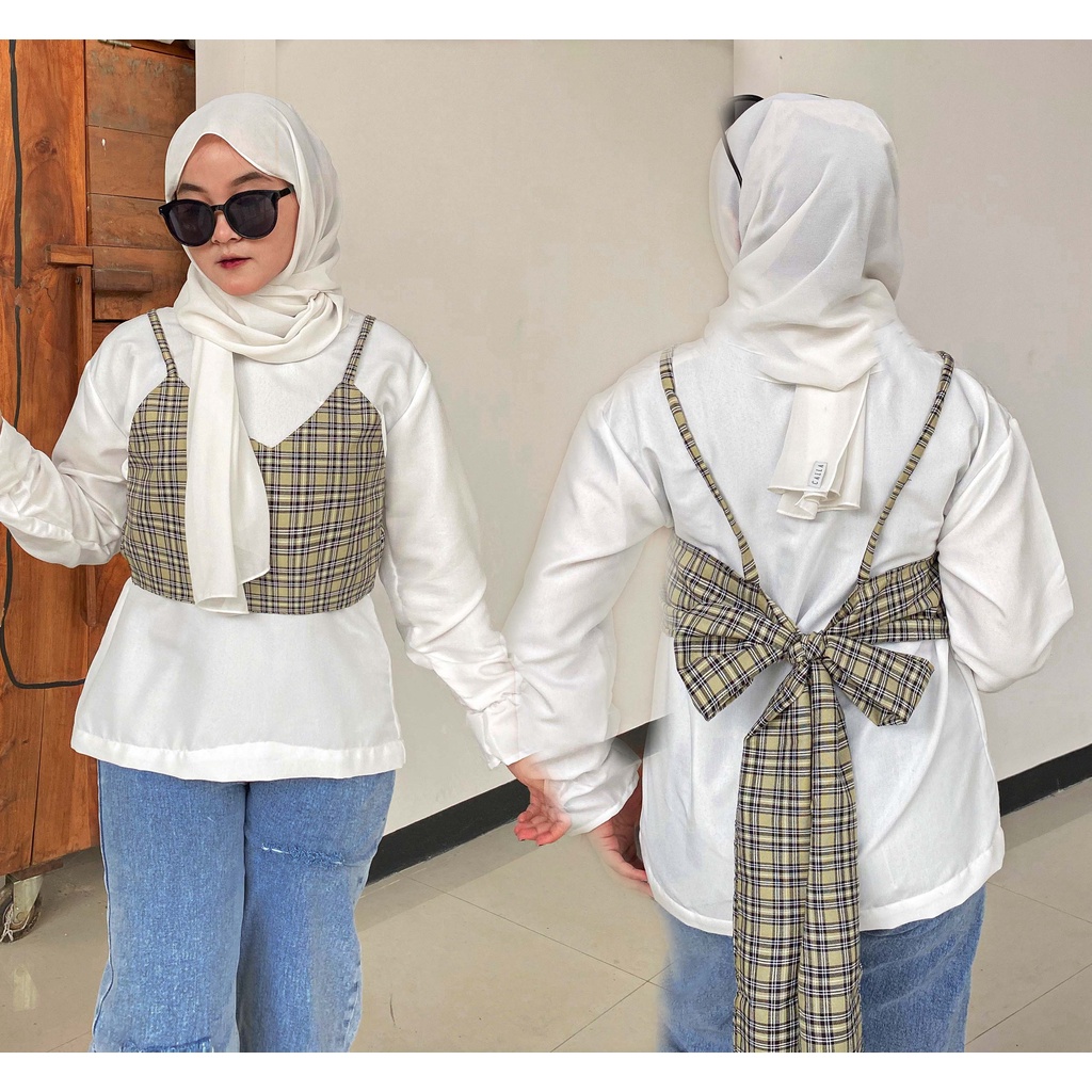 Jual Amy Blouse | Blouse with Vest | Blouse Set | Blouse Tanktop ...