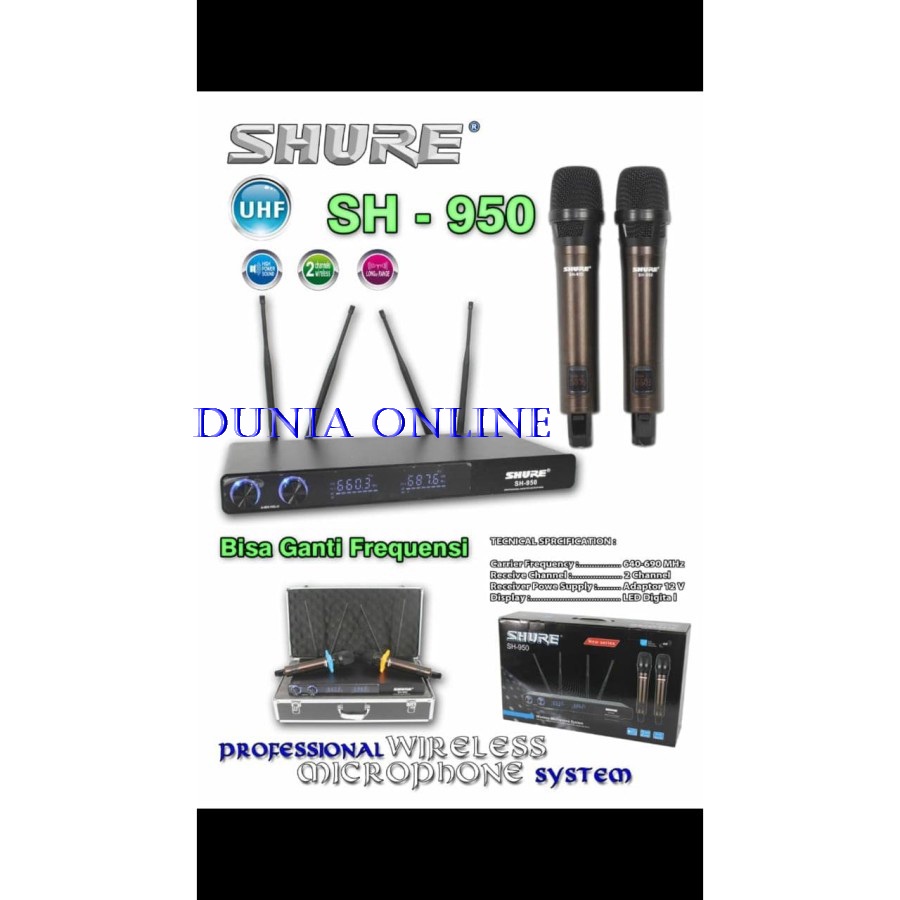 Jual Mic Wireless Shure Sh Sh Handheld Free Hardcase Shopee