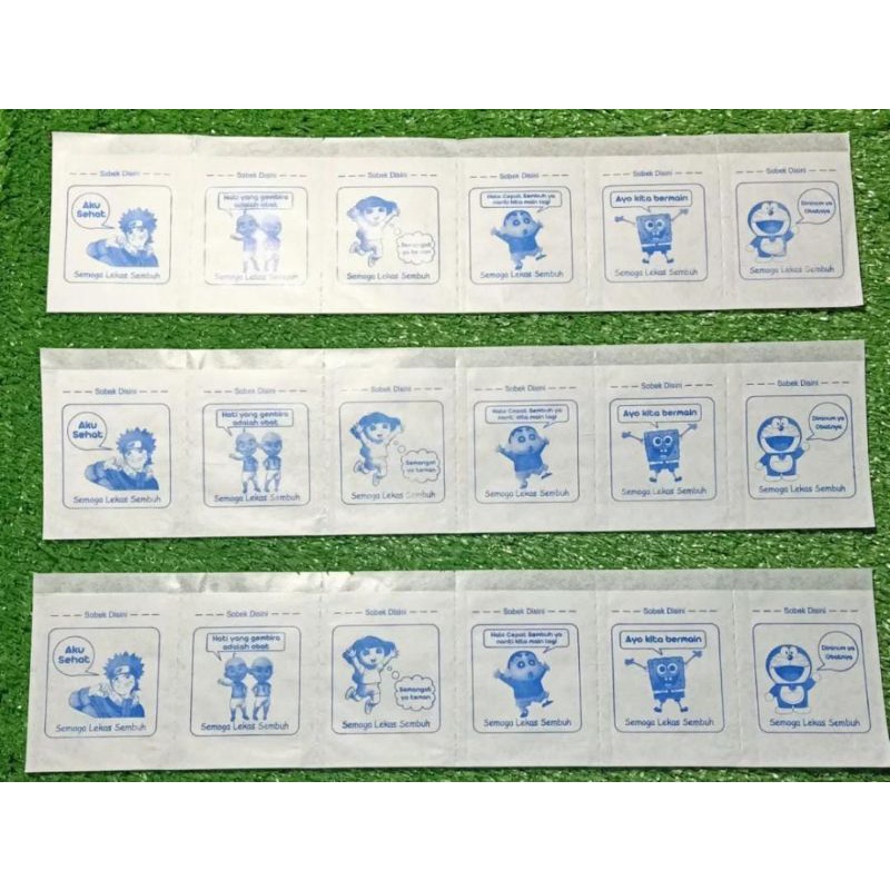 Jual kertas obat puyer press logo kartun biru /kertas pembungkus obat ...