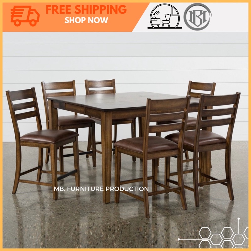 Jual Meja Makan Cafe Resto Kayu Jati Minimalis/Set 6 Kursi Makan/Meja