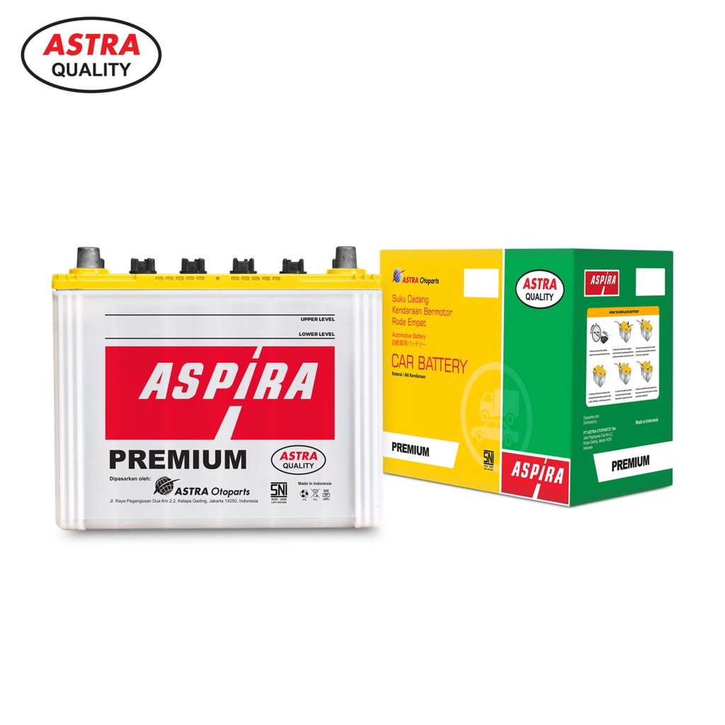 Aki Premium ASPIRA NS50Z (60 Ah) Aki Mobil untuk Mobil New Dyna, Isuzu Elf 95, Mitsubishi Colt Diesel, Fuso, Hyundai H1, Nissan Terrano