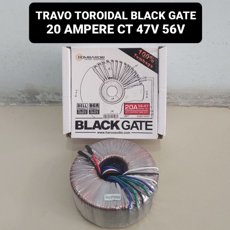 Jual BLACK GATE Travo Donat 20 Ampere CT 47V 56V Trafo Toroidal 20A