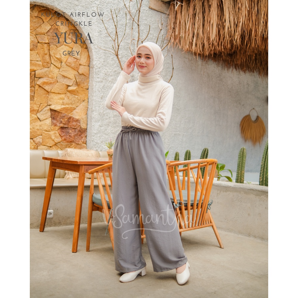 Jual Vsamantha Celana Kulot High Waist Crinkle Airflow Yura Shopee Indonesia