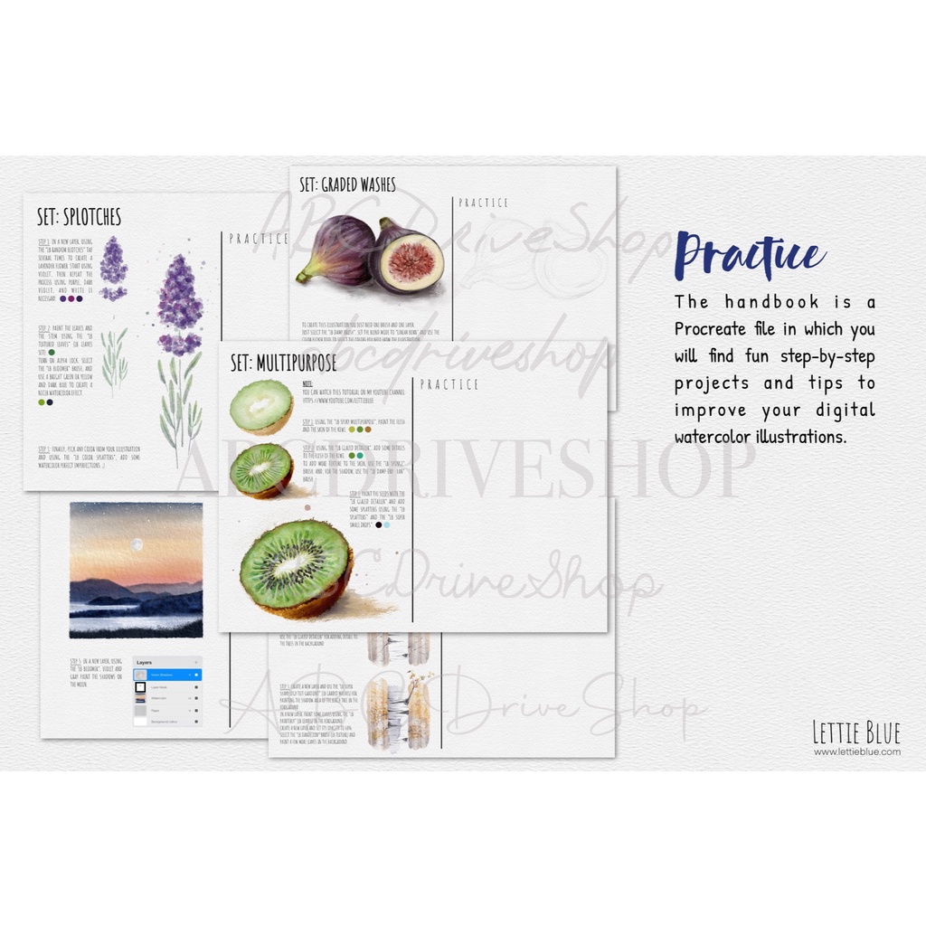 Jual Procreate Brush - 80 Realistic Watercolor Brushes & Workbook for ...
